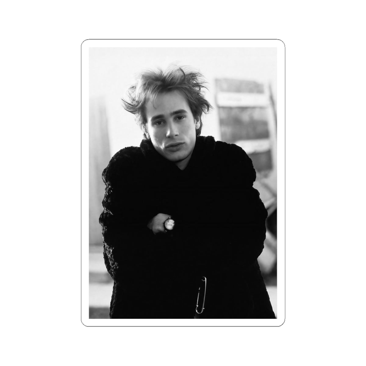 Jeff Buckley Tribute Black & White Retro Sticker