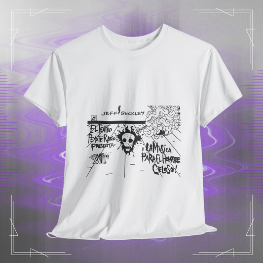 Jeff Buckley Tribute White T-Shirt Original Art Grunge Vintage Music Unisex Heavy Cotton Tee