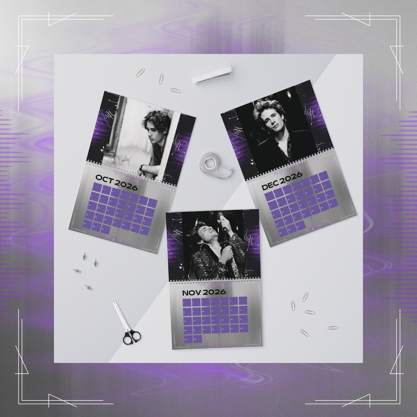 Jeff Buckley Vintage 2026 Wall Calendar Limited Edition